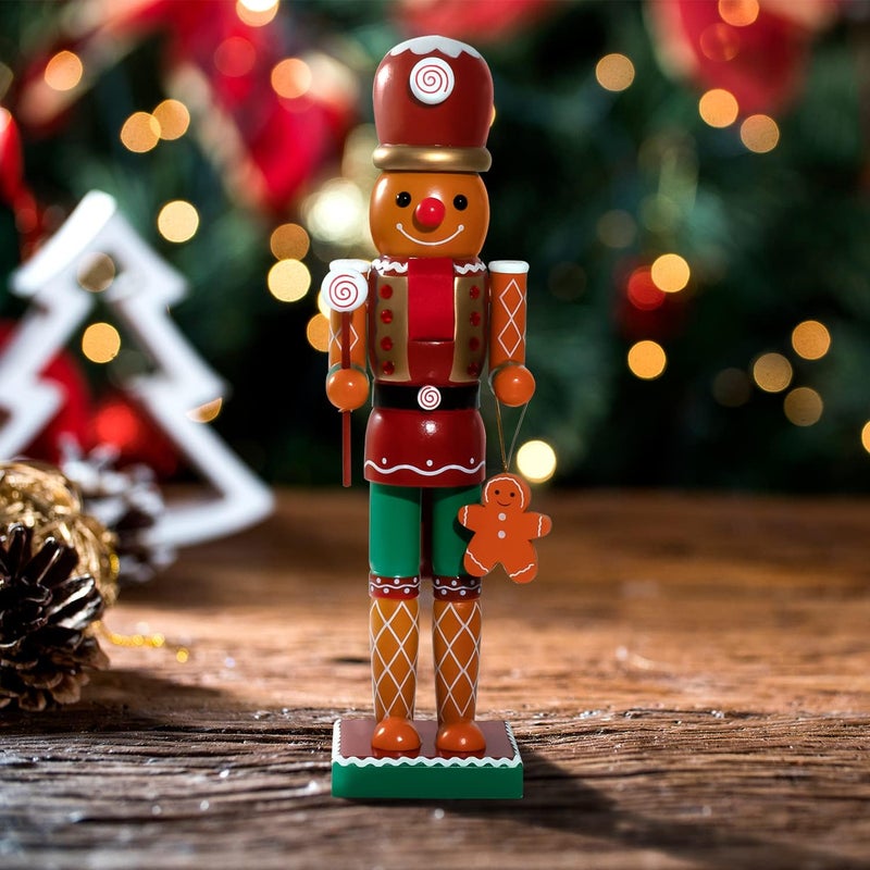 WVIOUOPU Gingerbread Nutcracker Christmas Decorations - 14 Inch Wooden Handmade Candyland Nutcracker Figures Christmas Ornaments Gifts for Indoor Outdoor Holiday Home Party Table Xmas Decor - Image 5